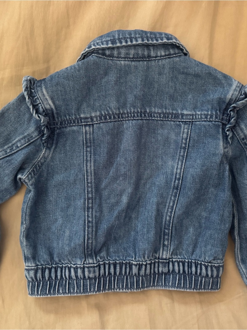 Cat & Jack Denim Jacket in Faded Blue with Ruffle Shoulders, 18 months - Picture 4 of 5